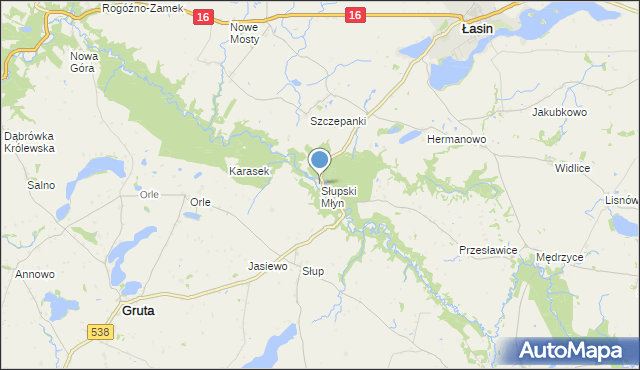 mapa Słupski Młyn, Słupski Młyn na mapie Targeo